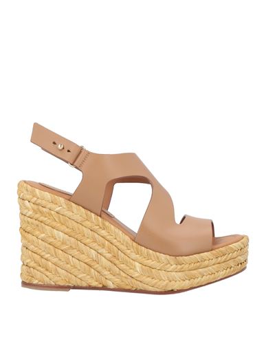Paloma Barceló Woman Sandals Camel Size 10 Cow Leather, Natural Raffia In Brown
