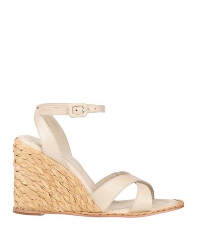 Paloma Barceló Woman Sandals Ivory Size 8 Leather In Brown