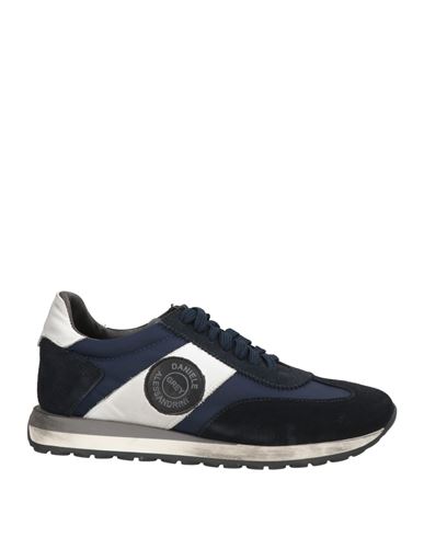 Grey Daniele Alessandrini Man Sneakers Midnight Blue Size 8 Leather, Textile Fibers