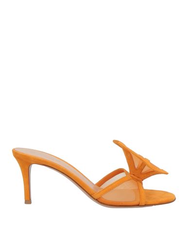 Gianvito Rossi Woman Sandals Mandarin Size 8 Leather, Textile Fibers In Orange