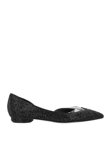 René Caovilla Rene' Caovilla Woman Ballet Flats Black Size 7.5 Textile Fibers In Black