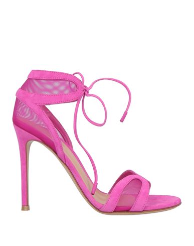 Gianvito Rossi Woman Sandals Fuchsia Size 6 Leather, Textile Fibers In Pink