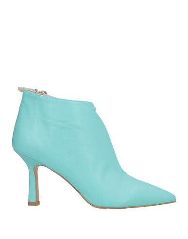 Noa A. Woman Ankle Boots Turquoise Size 8 Leather In Blue