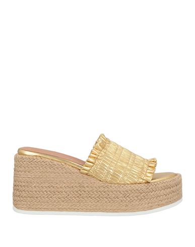 Ganni Woman Espadrilles Gold Size 5 Textile Fibers