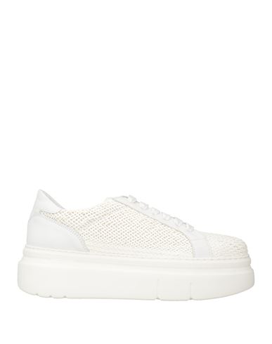 Gio+ Woman Sneakers White Size 11 Leather, Textile Fibers