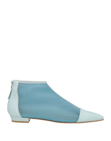 Zinda Woman Ankle Boots Sky Blue Size 7 Leather, Textile Fibers
