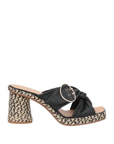 Gaimo Woman Sandals Black Size 8 Leather, Jute