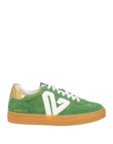 Emanuélle Vee Woman Sneakers Green Size 5 Leather In Multi