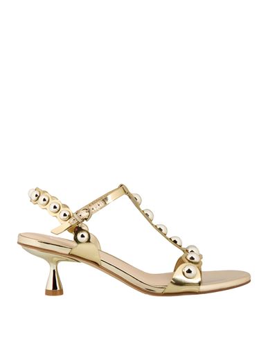 Jeannot Woman Sandals Gold Size 8 Leather, Synthetisches Material
