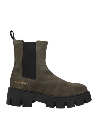 Replay Woman Ankle Boots Military Green Size 8.5 Leather