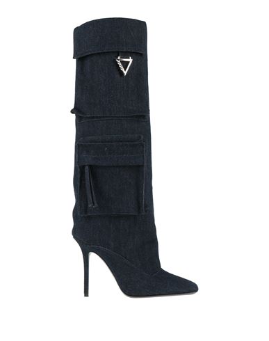 Attico The  Woman Boot Navy Size 8 Textile Fibers In Blue