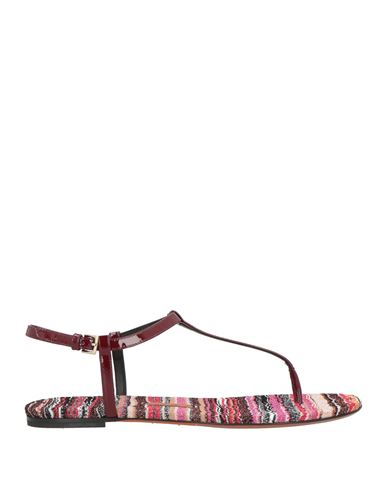 Missoni Woman Thong Sandal Burgundy Size 8 Leather In Red