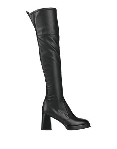 Evaluna Woman Boot Black Size 8 Leather, Synthetic Material
