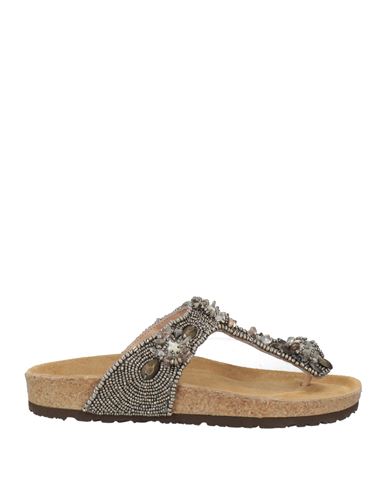 Maliparmi Malìparmi Woman Thong Sandal Gunmetal Size 7 Textile Fibers In Gray