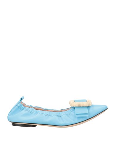 Rodo Woman Ballet Flats Light Blue Size 7 Leather