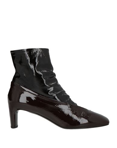 Del Carlo Woman Ankle Boots Burgundy Size 8.5 Leather In Black