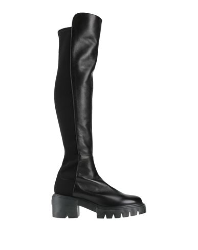 Stuart Weitzman Woman Boot Black Size 10 Leather, Textile Fibers In Multi