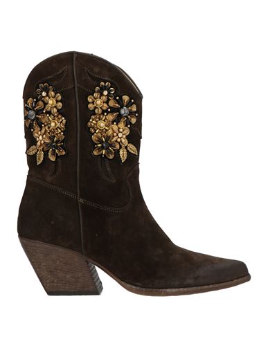 Elena Iachi Woman Ankle Boots Dark Brown Size 8 Leather