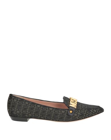 Moschino Woman Loafers Black Size 8 Textile Fibers In Blue
