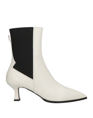 3juin Woman Ankle Boots Ivory Size 10 Leather In White