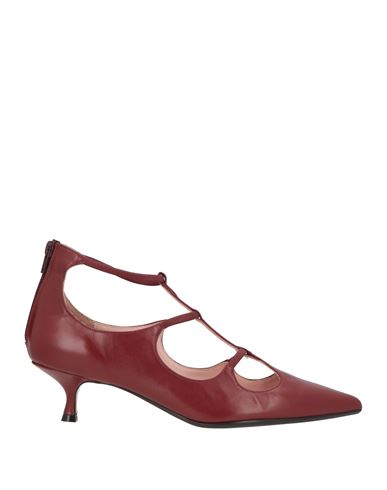 Anna F . Woman Pumps Brick Size 6 Leather In Red