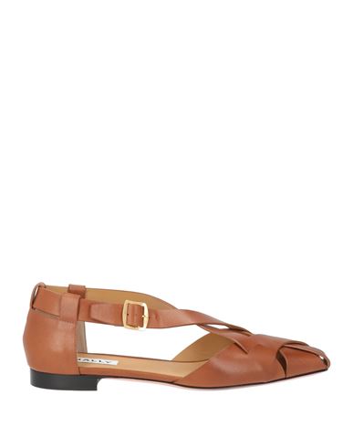 Bally Woman Ballet Flats Tan Size 9.5 Leather In Brown