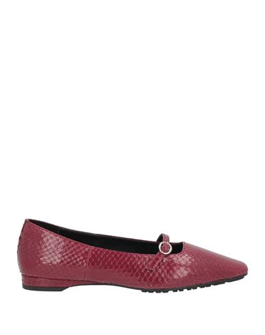 Sebas. Woman Ballet Flats Burgundy Size 7 Leather In Red