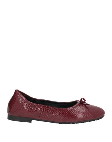 Sebas. Woman Ballet Flats Burgundy Size 9 Leather In Red