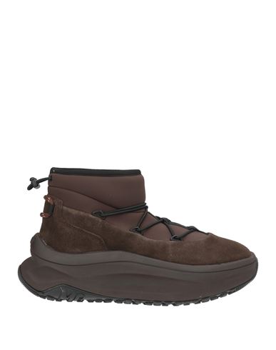 Moon Boot Woman Ankle Boots Dark Brown Size 8 Leather, Textile Fibers