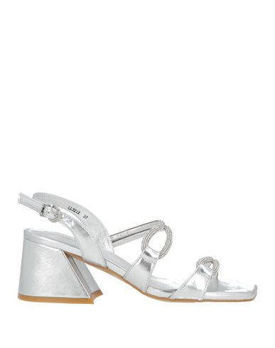 Luciano Barachini Woman Sandals Silver Size 7 Leather