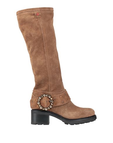 Gio+ Woman Boot Khaki Size 5 Leather In Beige