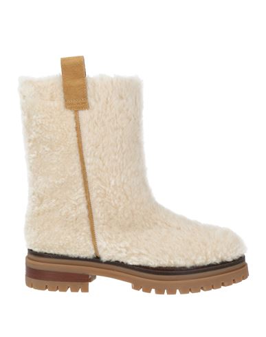 Sergio Rossi Woman Ankle Boots Cream Size 7 Shearling In White