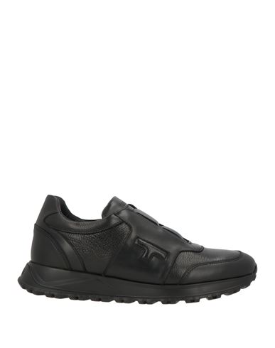 Testoni Man Sneakers Black Size 6 Leather