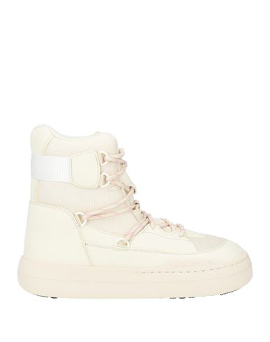 Moon Boot Woman Ankle Boots Cream Size 8.5 Textile Fibers, Synthetic Material In White