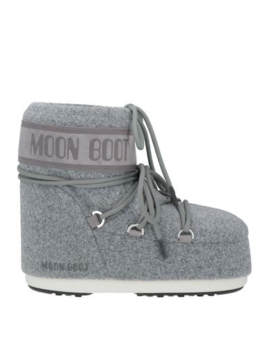 Moon Boot Woman Ankle Boots Grey Size 10-11.5 Textile Fibers, Leather