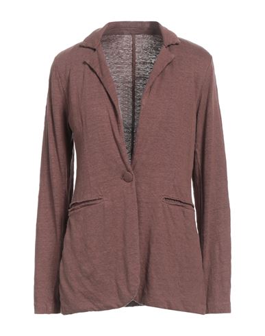 Majestic Filatures Woman Blazer Brown Size 1 Linen, Elastane In Brown