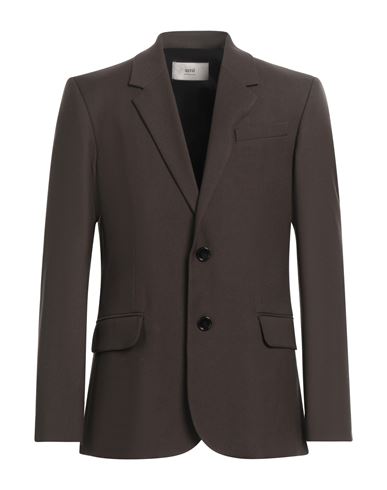 Ami Alexandre Mattiussi Man Blazer Dark Brown Size 42 Virgin Wool