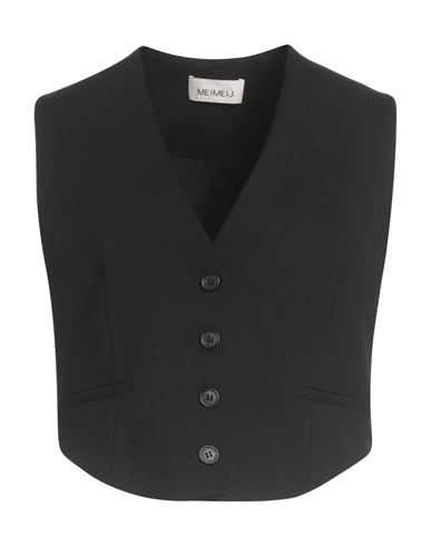 Meimeij Woman Tailored Vest Black Size 4 Viscose, Polyamide, Elastane, Acetate