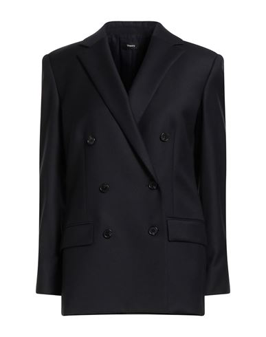 Theory Woman Blazer Navy Size 10 Virgin Wool In Black