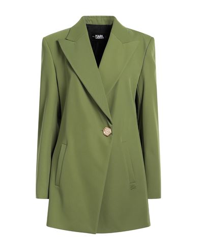 KARL LAGERFELD KARL LAGERFELD WOMAN BLAZER MILITARY GREEN SIZE 10 POLYESTER, VISCOSE, ELASTANE 