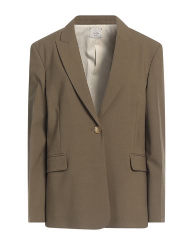 ALYSI ALYSI CHOCOLAT WOMAN BLAZER MILITARY GREEN SIZE 8 POLYESTER, VIRGIN WOOL, ELASTANE 
