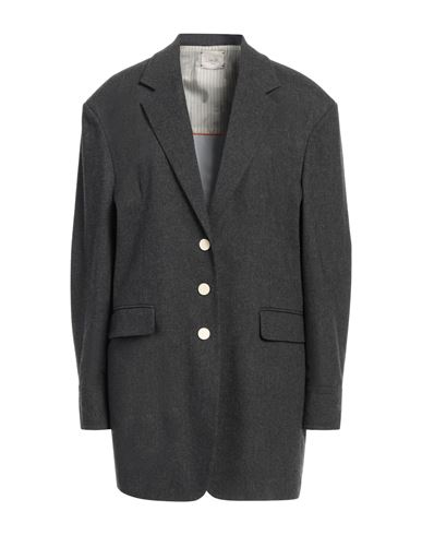 ALYSI ALYSI CRÈME WOMAN BLAZER CHARCOAL SIZE 2 VISCOSE, POLYESTER, WOOL, ELASTANE 