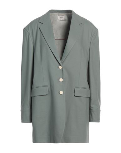 ALYSI ALYSI CRÈME WOMAN BLAZER SAGE GREEN SIZE 4 VISCOSE, POLYESTER, WOOL, ELASTANE 