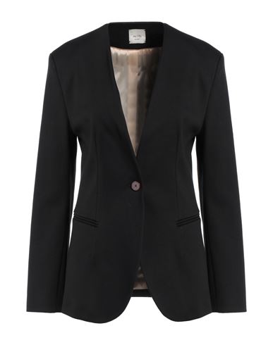 ALYSI ALYSI CHOCOLAT WOMAN BLAZER BLACK SIZE 6 COTTON, POLYAMIDE, ELASTANE 