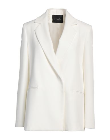 Actualee Woman Blazer White Size 8 Polyester, Elastane