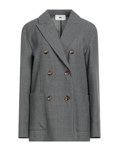 Shop Solotre Woman Blazer Grey Size 10 Polyester, Virgin Wool, Elastane