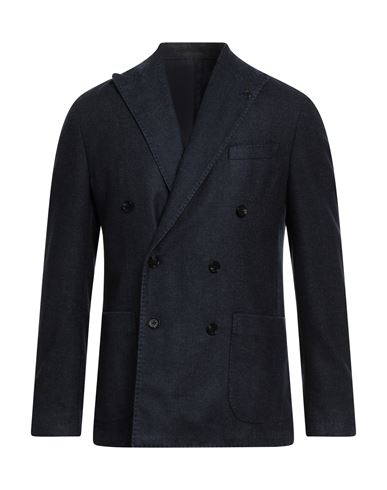 Paoloni Man Blazer Midnight Blue Size 44 Virgin Wool, Polyester In Black