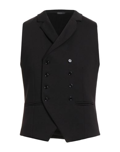 Grey Daniele Alessandrini Man Tailored Vest Black Size 38 Polyester, Viscose, Elastane In Black