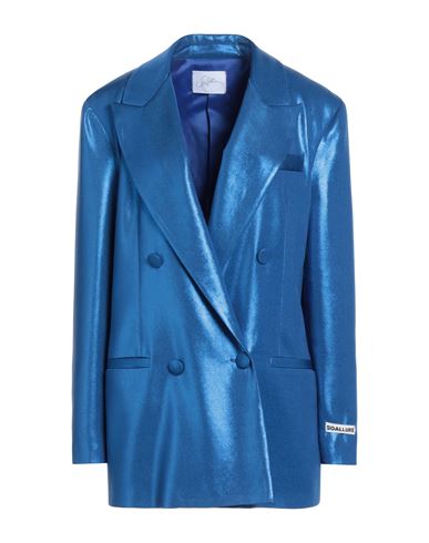 Soallure Woman Blazer Blue Size 6 Polyester, Elastane