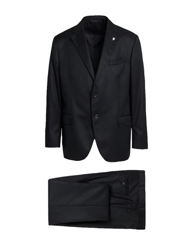 Shop Lubiam Man Suit Black Size 46 Virgin Wool, Silk